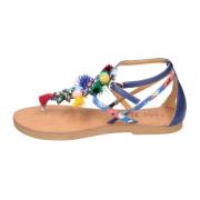 Leren Damesandalen Stijlvolle Collectie  Blue , Multicolor , Dames