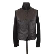 Pre-owned Leather outerwear Hermès Vintage , Black , Dames