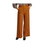 Gabardine Baggy Broek met Hoge Taille Sessun , Brown , Dames