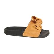 Mosterd Suede Bow Pool Sliders Craie Studio , Orange , Dames