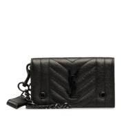 Pre-owned Leather clutches Yves Saint Laurent Vintage , Black , Dames