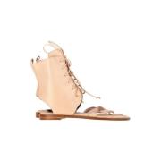 Pre-owned Leather sandals Manolo Blahnik Pre-owned , Beige , Dames