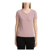 Effen Logo Strass T-shirt Emporio Armani EA7 , Pink , Dames