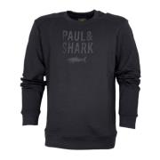 Zwarte Crewneck Sweatshirt Lange Mouw Logo Paul & Shark , Black , Here...