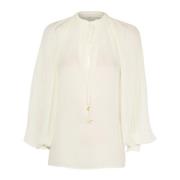 Witte Lange Mouw Blouse Zomer Patrizia Pepe , White , Dames