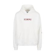 Logo Print Hoodie Zachte Katoen Fleece Iceberg , Beige , Heren