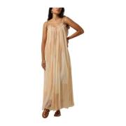 Kleurrijke Maxi Jurk voor de Zomer Mes Demoiselles , Beige , Dames