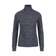 Logo Jacquard Mock-neck Sweater Iceberg , Gray , Dames