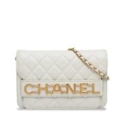 Pre-owned Leather chanel-bags Chanel Vintage , White , Dames