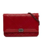 Pre-owned Leather shoulder-bags Chanel Vintage , Red , Dames