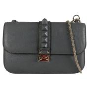 Pre-owned Leather shoulder-bags Valentino Vintage , Gray , Dames