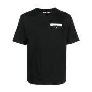 Logo-Tape Katoenen T-shirt en Polo Palm Angels , Black , Heren