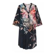 Navy/Rose Knielange Jurk met ¾ Mouwen Gustav , Multicolor , Dames