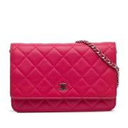 Pre-owned Leather chanel-bags Chanel Vintage , Pink , Dames