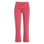 Rechte Jeans met Leren Logolabel R13 , Pink , Dames