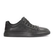 Zwarte leren sneakers met monograminzetten Kazar , Black , Heren