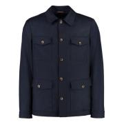 Wollen Blazer met Verstelbare Taille Canali , Blue , Heren