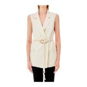 Lang Viscose Sweater Vest Liu Jo , Beige , Dames