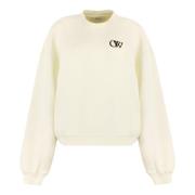 Velvet Print Crew-neck Sweatshirt Off White , Beige , Dames