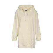 Katoenen hoodie met geribbelde boorden Msgm , Beige , Dames