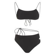 Cut Out Bandeau High-Waist Bikini Amazuin , Black , Dames