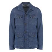 Denimjack met verstelbare tailleband Canali , Blue , Heren