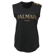 Pre-owned Cotton tops Balmain Pre-owned , Black , Dames