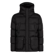 Nylon Down Jacket met Opstaande Kraag Herno , Black , Heren