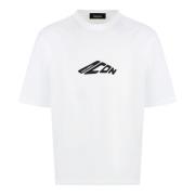 Katoenen Crew-Neck T-shirt Losse Pasvorm Dsquared2 , White , Heren