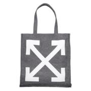 Katoenen Logo Tote Tas Off White , Gray , Heren