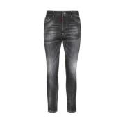 Stretchkatoenen jeans met gewassen effect Dsquared2 , Gray , Heren