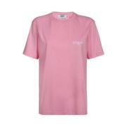 Geribbelde katoenen T-shirt Msgm , Pink , Dames