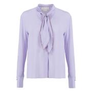 Zijden Crêpe Shirt met Kralenborduursel Genny , Purple , Dames