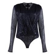 Sprankelende Sequin Deep V Neck Bodysuit Talbot Runhof , Blue , Dames