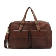 Elegant Grain Leather Travel Bag Kazar , Brown , Heren