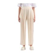 Glanzend Beige Rechte Pijp Broek Emporio Armani , Beige , Dames