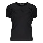 Gathered Front Viscose T-shirt Ambush , Black , Dames