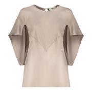 Zijden Blouse met Cape-Style Mouwen Fendi , Gray , Dames