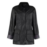 Gecoate katoenen jas met corduroy kraag Barbour , Black , Dames