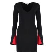 Viscose Jurk met Wijd Uitlopende Mouwen JW Anderson , Black , Dames