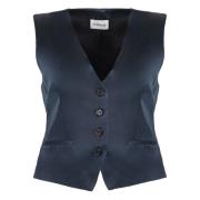 V-hals Single-Breasted Vest P.a.r.o.s.h. , Blue , Dames