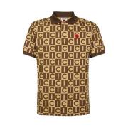 Monogram Print Polo Shirt Icecream , Brown , Heren