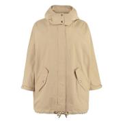 Hooded Parka met Logo Patch Woolrich , Beige , Dames