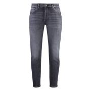 Wortel-Pasvorm Jeans met Metalen Details Dondup , Gray , Heren