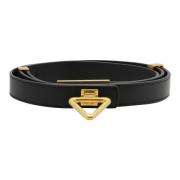 Metallic Point Lock Riem Bottega Veneta , Black , Dames