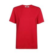 Katoenen T-shirt met Achterprint Msgm , Red , Dames