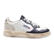 Vintage Leren Sneakers Wit Zwart Beige Autry , Multicolor , Heren