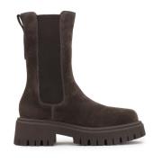 Donkerbruine Chelsea Booties met Hoge Schacht Kazar , Brown , Dames