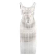 Gebreide Jurk met Uitgesneden Details Genny , White , Dames