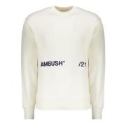 Geborduurde katoenen sweatshirt met geribde randen Ambush , Beige , He...